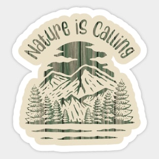 Nature is Calling Green Wooded Mountains Sticker